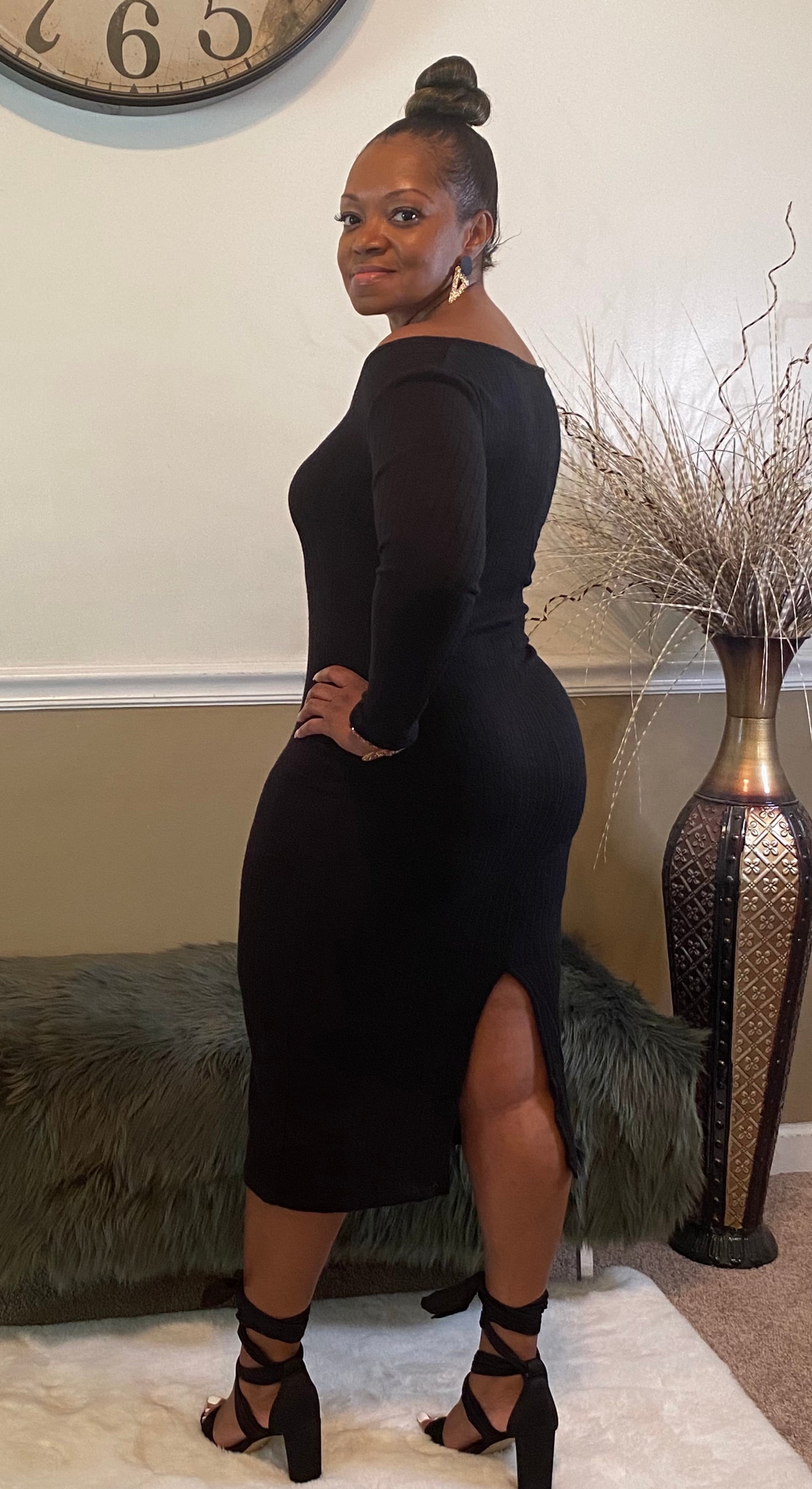 Black Ribbed Off the Shoulder Sweater Dress JoeBoi Fashions Black Ribbed Off the Shoulder Sweater Dress JoeBoi Fashions